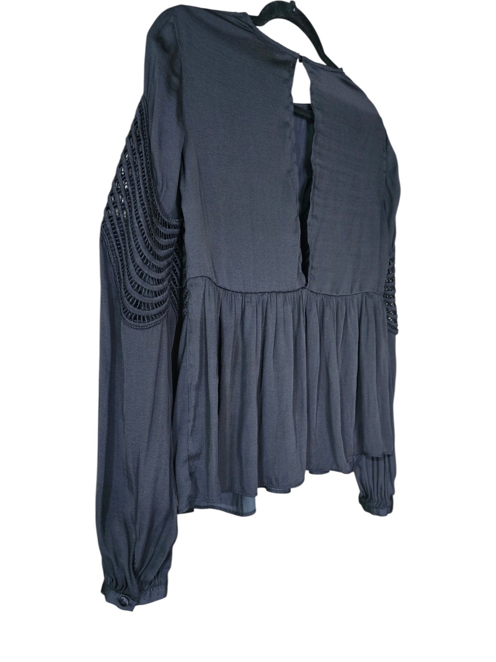 Mustard Seed Black Scoop Neck Blouse with‎ Gentle Gather - Picture 8 of 10